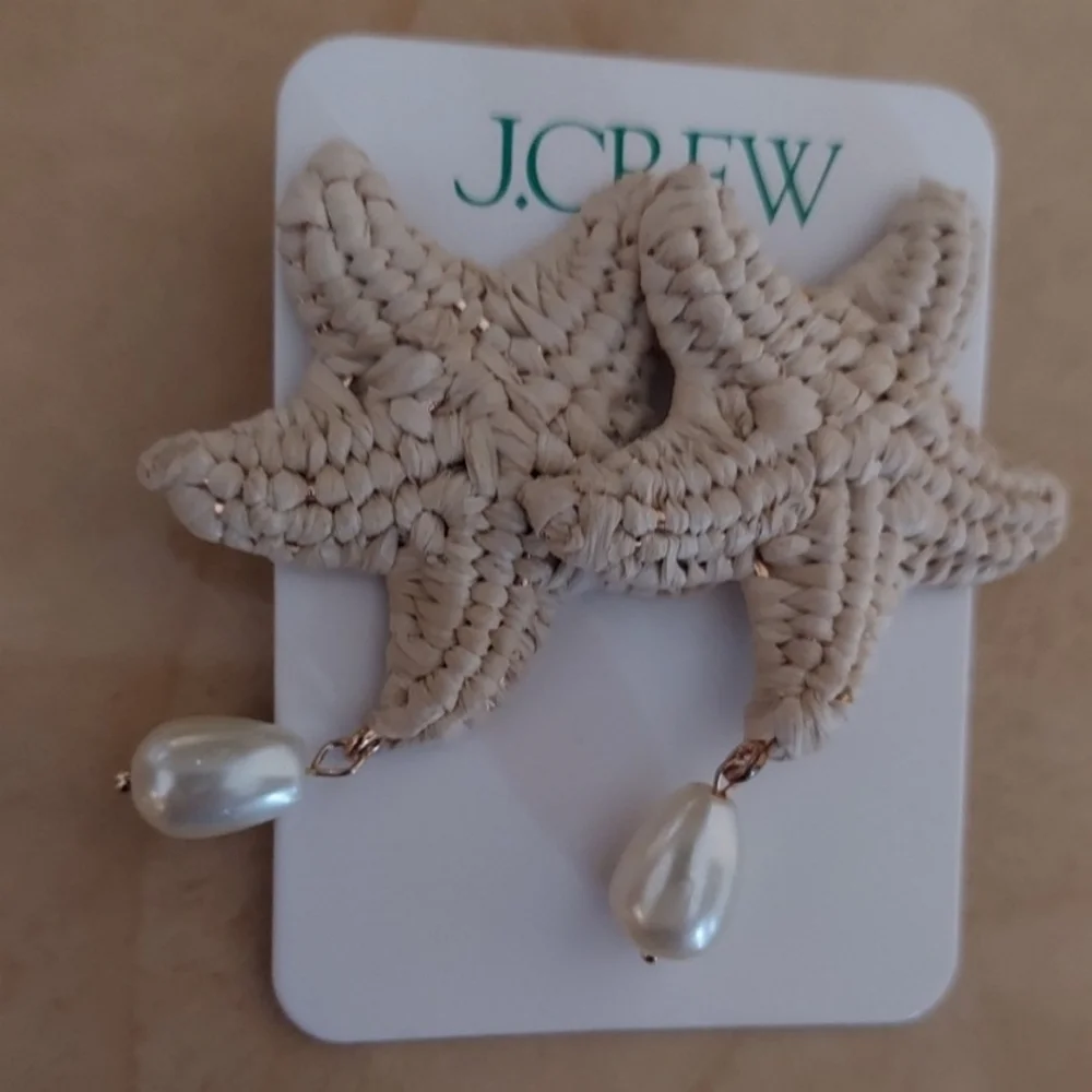 J.Crew Raffia Starfish Statement Earrings BNWT SO RETIRED $70 RETIRED